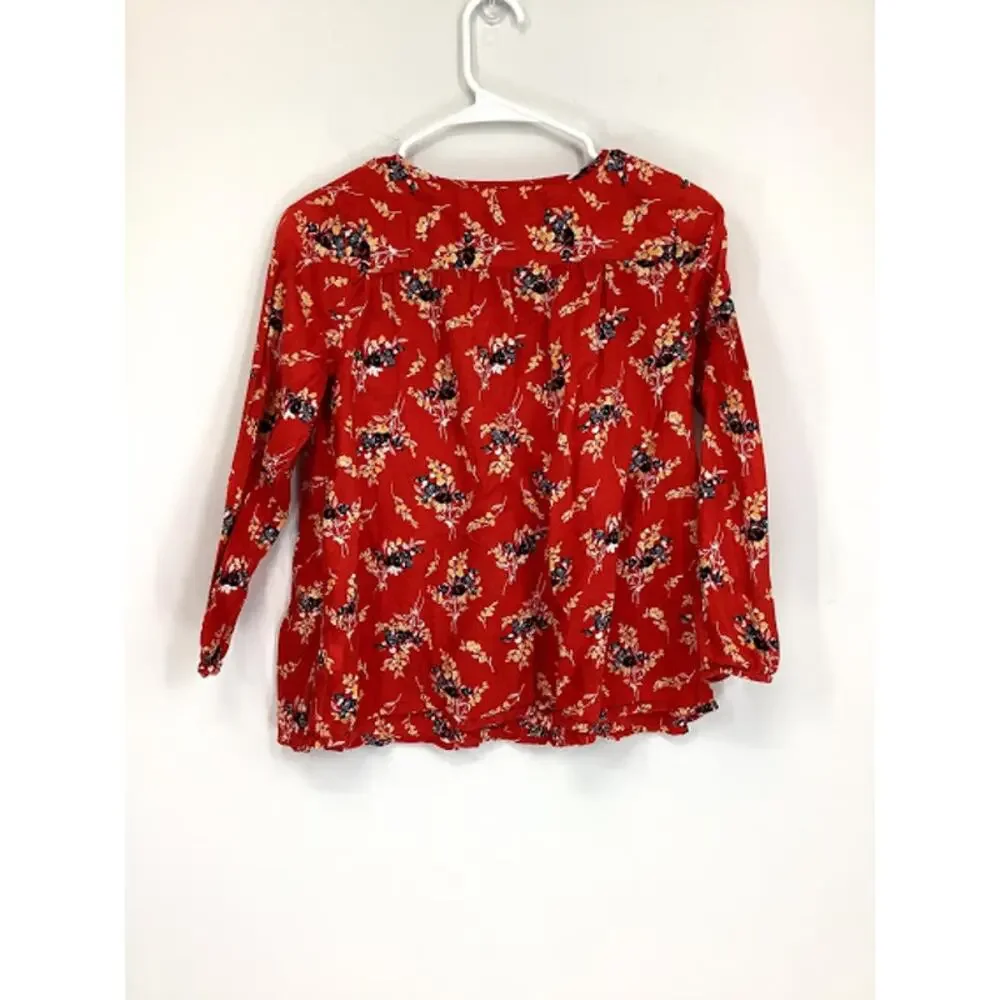 Gap Kid’s Girl’s Pleated Floral Long Sleeve Blouse Youth Size XXL